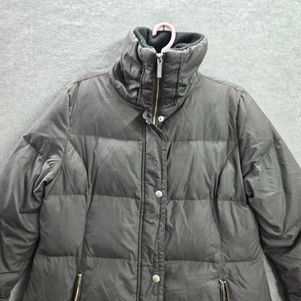 Michael Kors Women Jacket Medium Gray Down Puffer Full Zip Pocket Neck‎ Pockets